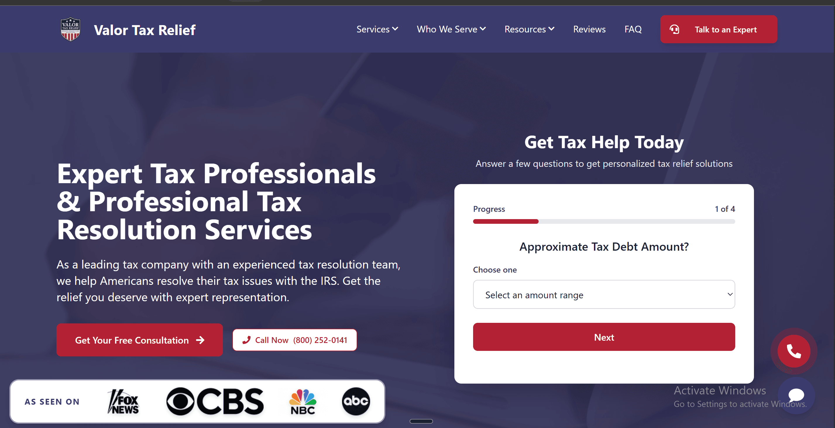 Valor Tax Relief — Website Redesign + AI Integration